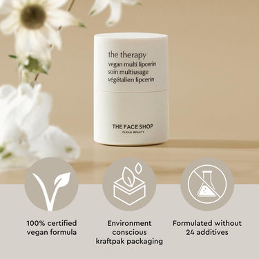 The Face Shop The Therapy Multi Vegan Lipcerin/Lip Mask with Peptides, Shea Butter & PHA